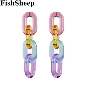 Clear Acrylic Chain Long Earrings For Women Resin Geometric Chain Drop Earrings